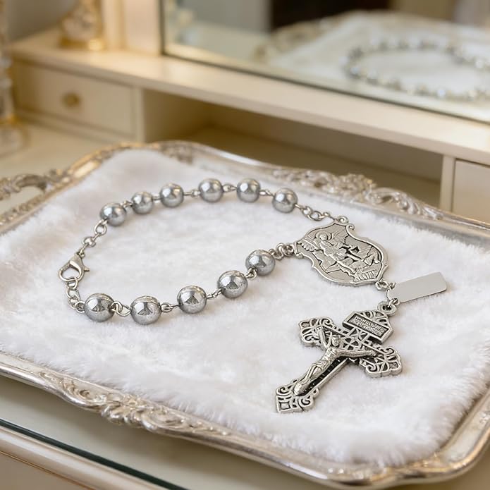 4 Sets Saint Michael Medals & Pardon Crucifix for DIY Rosary Making,Silver Religious Centerpiece Charms for Bracelets/Keychains & Catholic Craft Supplies,St Michael Rosary Making Kit