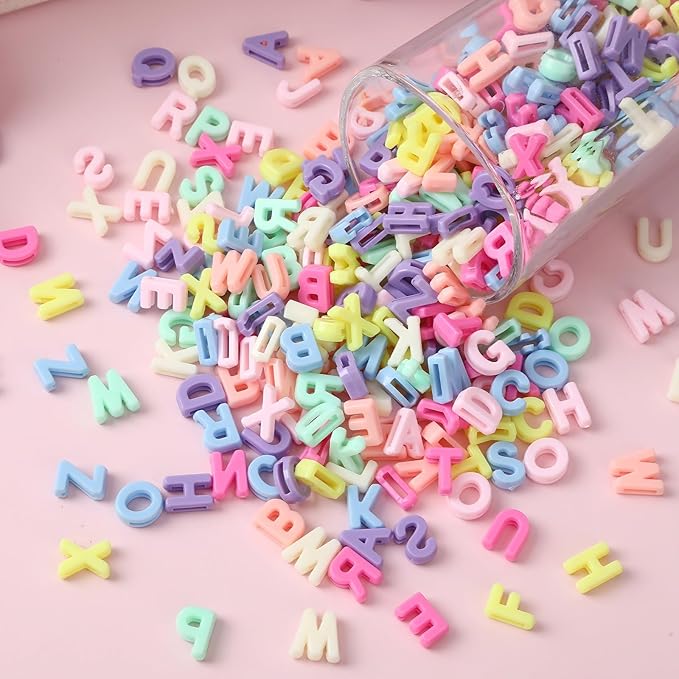 Augshy 700Pcs Large Letter Beads, Colorful Plastic A-Z Mixed Alphabet Shape Beads for Jewelry Making Bracelets Necklaces Key Chains Shoelaces Crafts Party Decor(9 x 12 mm)