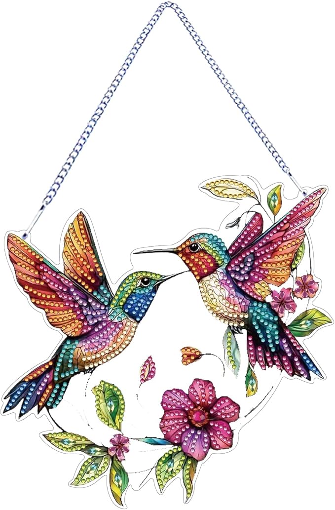 STGLCR Hummingbird Diamond Art Suncatcher,DIY Special Shape Hanging Diamond Gem Art,Window Pendant Ornament Suitable for Sparkling Garden, Window Wall Decoration Painting 7.8INCH