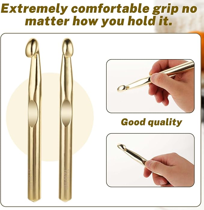 Large Metal Crochet Hooks - 15mm Giant & Huge Hook Set - Ergonomic Yarn Weaving Tools for Carpets, Blankets & Shawls
