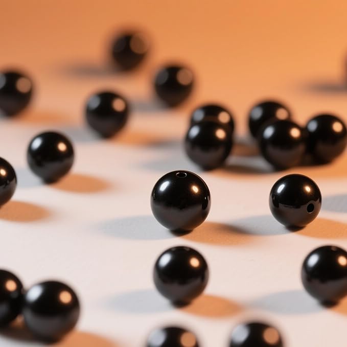 Laopottbeads 350 Pcs Black 10MM Pearl Beads for Jewelry Making Round Pearl DIY Kit for Bracelets, Earrings, Necklaces & Anklets