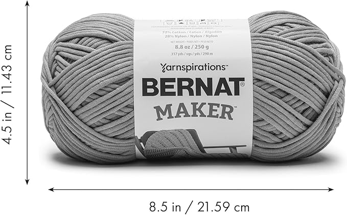 Bernat Maker Clay Yarn - 2 Pack of 250g/8.8oz - 72% Cotton 28% Nylon - #5 Bulky - 290m/317Yards - for Knitting, Crochet and Amigurumi