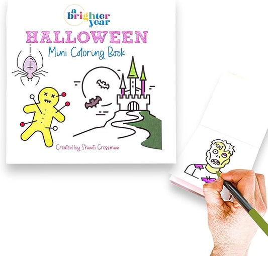 A Brighter Year The Original Adult Mini Coloring Book - Halloween Edition- 3” x 3” Pocket Size, 50 Pages, Lay Flat Binding, Thick Paper, No Bleeding - Stress/Anxiety Relief - Relaxation,Gift,Travel