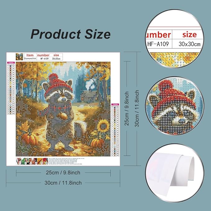hill froeistung Raccoon Diamond Art Painting Kits for Adults,Rustic Cabin Diamond Art for Beginners, 5D DIY Full Drill Round Gem Art Craft Home Wall Decor Gift 12x12 inch