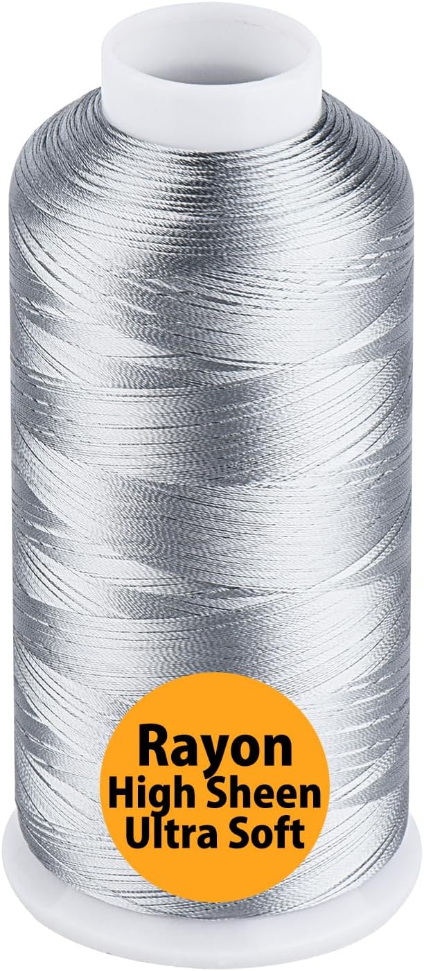 Simthread Rayon Embroidery Thread 5500 Yards, 40wt 100% Rayon Viscose for Commercial and Domestic Machines - Gray 1118