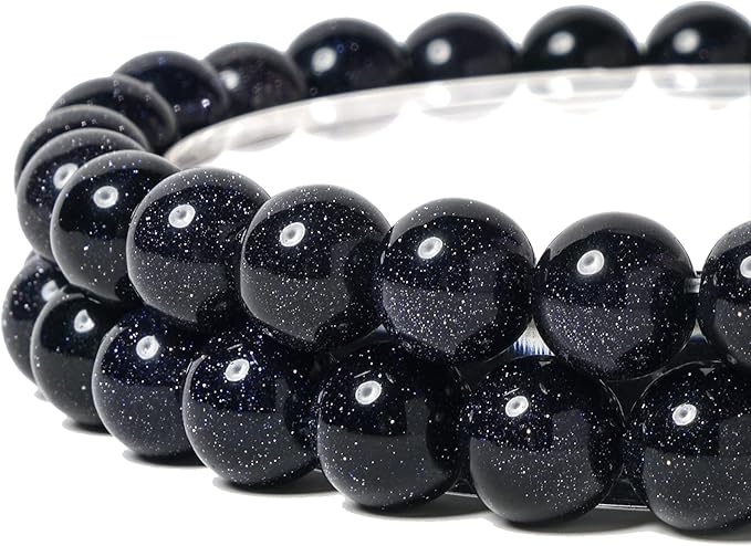 6mm Natural Blue Sandstone Round Bead - 60PCS Bulk Gemstone Beads for Jewelry Making, DIY Bracelets, Necklaces - Includes Crystal Stretch Cord - Stone Beads for Crafting Gifts