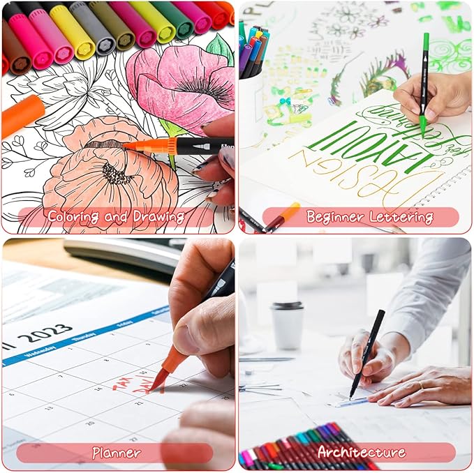 Dual Markers Brush Pens Easter Basket Stuffers, 36 Art Markers for Gifts Trendy Stuff, Double Tip Colored Pen for Adult Coloring Books Art Suppliers