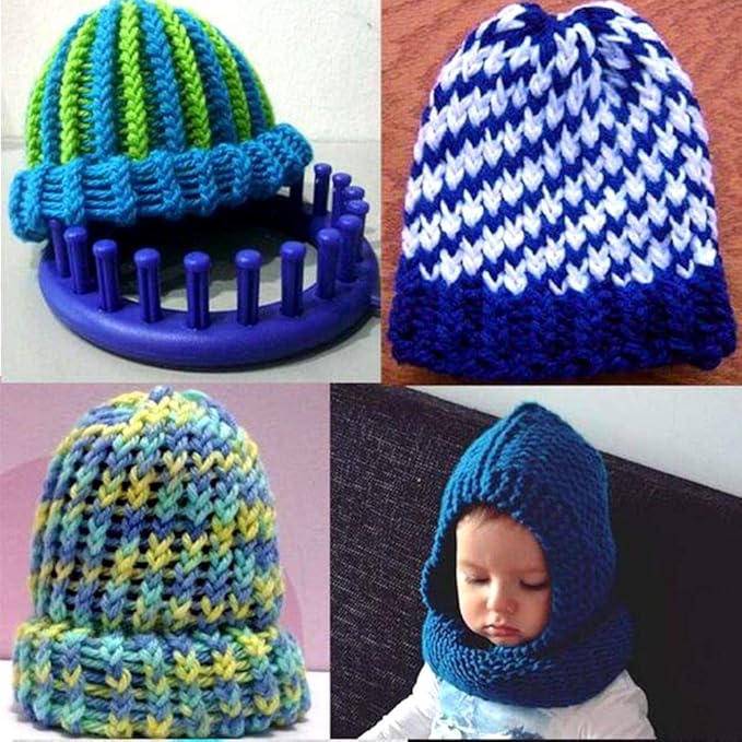JapanAmStore Round Knitting Loom Plastic Knitting Machine Hat Knitter Yarn Needles Hook Sewing Tools for Hats Scarves (13cm)