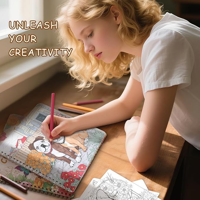 Women's Coloring Book 30 Pages Cute Pets Pattern Coloring Books for Adults to Relax and Relieve Anxiety, Gift for Mother's Day, Birthdays, Christmas, Anniversaries