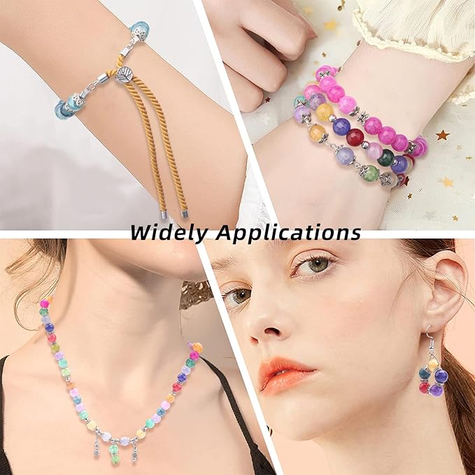 585pcs Glass Beads for Jewelry Making Kit, 8mm Imitating Natural Jade Round Beads with Spacer Beads & Accessories for DIY Bracelets Necklaces Earrings Craft Supplies