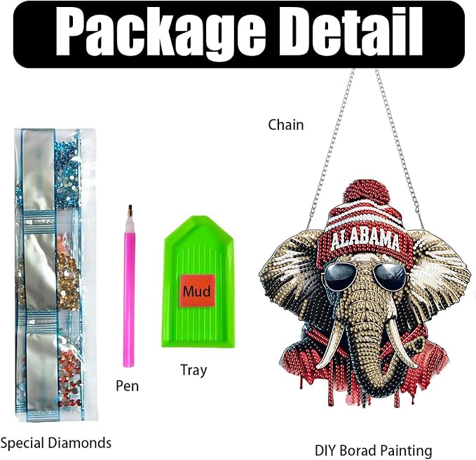 DIY Diamond Art Hanging Kit for Adult,Acrylic Diamond Art Painting Window Pendants Home Garden Wall Hanging Kits Hanging Ornament,Football Style (Alabama Red)