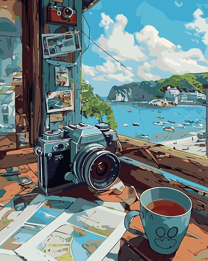 CHWGLFGG Paint by Numbers Kit for Adults Beginner, Beach Scenery Adult Paint by Number Kits on Canvas, DIY Acrylic Oil Easy Painting by Numbers for Home Wall Decor 16X20 inch (Without Frame)
