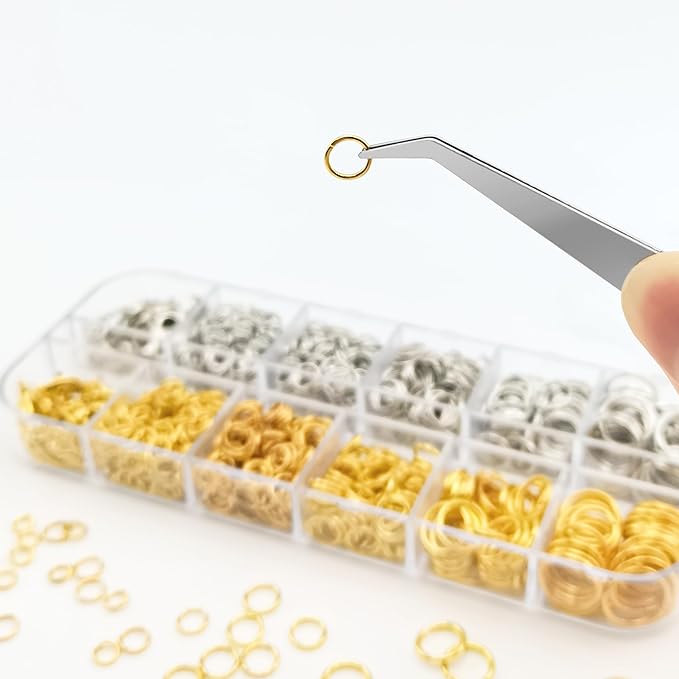 Jewelry Repair Kit, 1400 PCS Assorted Sizes Jump Rings Jewelry Making Supplies with Pliers Necklace Clasps Tweezers Opener for DIY Craft and Keychain (Silver and Gold)