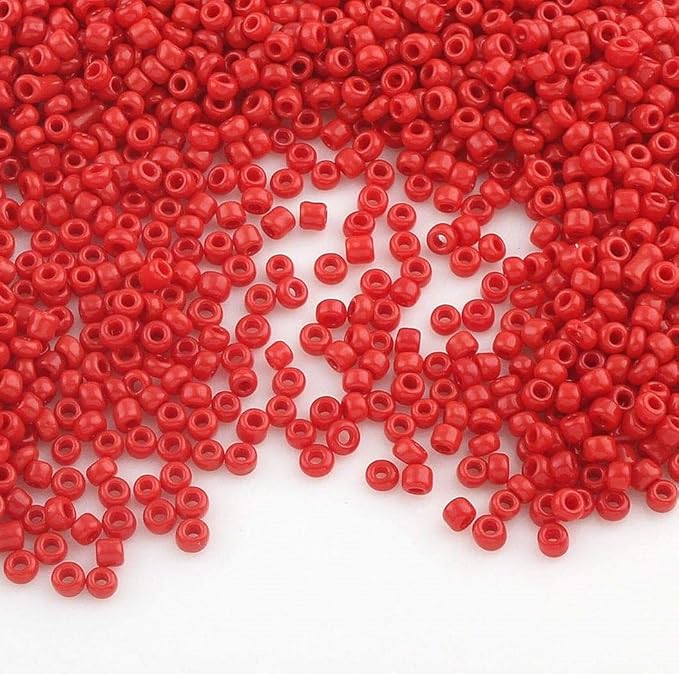 Perlin Glass Seed Beads 2mm 11/0 Round Mini Small Pony Beads 6500pcs for Making Earrings Bracelets Pendants Waist Jewelry DIY Handmade Opaque Color Kit (Red)