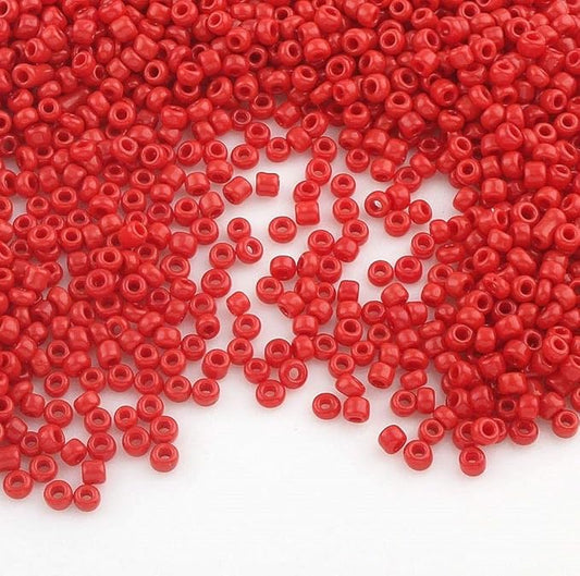 Perlin Glass Seed Beads 2mm 11/0 Round Mini Small Pony Beads 6500pcs for Making Earrings Bracelets Pendants Waist Jewelry DIY Handmade Opaque Color Kit (Red)