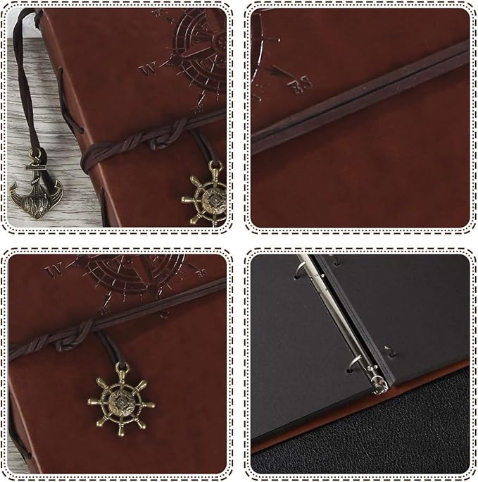 ThxMadam Leather Scrapbook Album 60 Pages Vintage Love Photo Album,11 * 8.1 Inch Scrapbook for Couples-DIY Memory Book,Birthday/Wedding Guest Book Gift for Anniversary Mother's Day