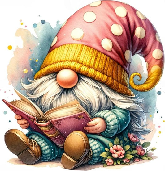 gnome cross stitch kits for adults beginner,book counted cross stitch kits printed stitching cute patterns dimensions needlepoint art crafts embroidery kits for adults beginners (13.7x13.7 inch)