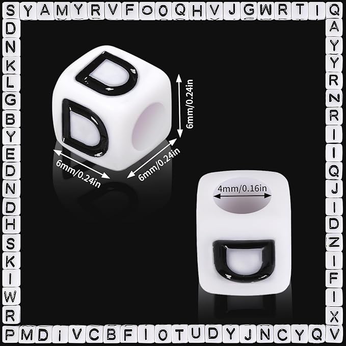 Augshy 1400pcs Square Acrylic Alphabet Beads Bracelet A-Z Cube Letters Beads for Bracelets Necklaces Phone Lanyard Making with 1 Roll 10M Crystal String Cord for Jewelry Making(6mm)