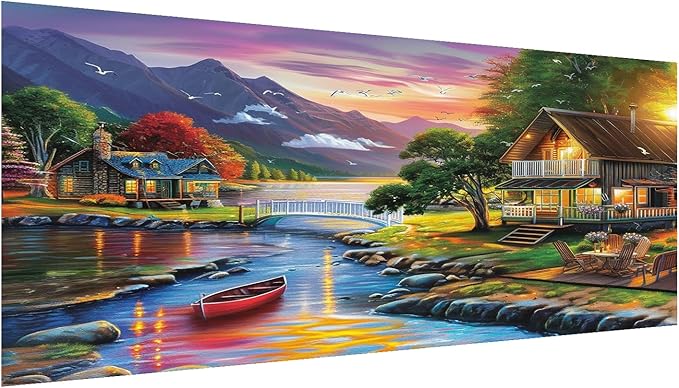 DOTZSO Large Diamond Painting Kits for Adults, Easy DIY 5D Round Full Drill Diamond Art kit Diamond Dot Crystal Gem Art and Craft for Beginners Home Wall Decor Landscape 27.5 X 15.7 Inches