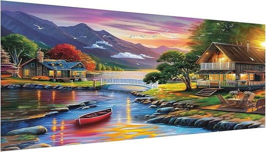 DOTZSO Large Diamond Painting Kits for Adults, Easy DIY 5D Round Full Drill Diamond Art kit Diamond Dot Crystal Gem Art and Craft for Beginners Home Wall Decor Landscape 27.5 X 15.7 Inches