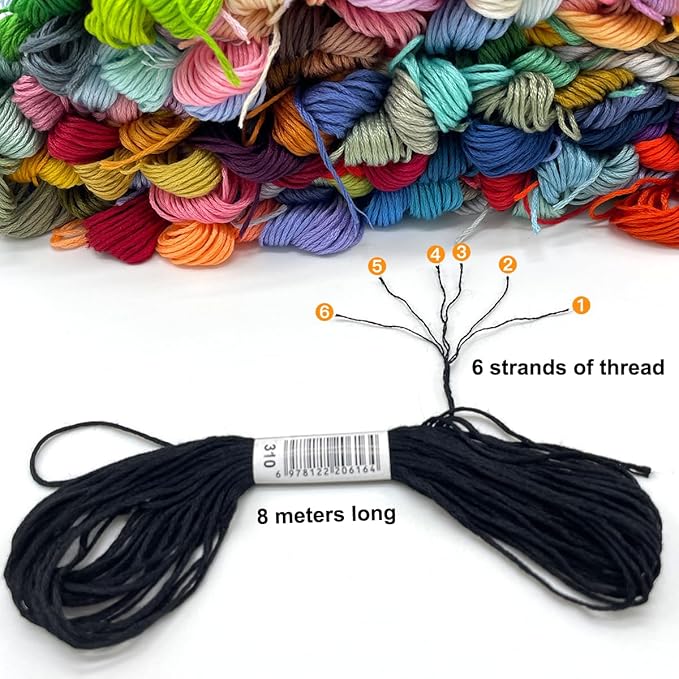 Bracelet String Kits, 50 Colors Rainbow Color Embroidery Thread, Cross Stitch Cotton Embroidery Thread, Bracelet Yarn (50 Color)