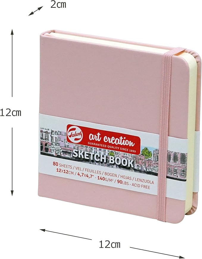royal talens t9314-014m 441750 talens art creation sketchbook, drawing notebook, 4.7 x 4.7 inches (12 x 12 cm), pastel pink