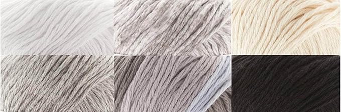 Premier Home Cotton Yarn 6-Pack Bundle with Bella's Crafts Stitch Markers (White Cream Gray Black Asst)