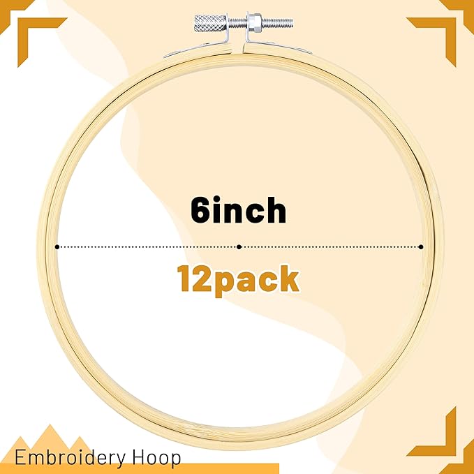 giemson embroidery hoop 6 inch 12 pieces embroidery hoops bamboo circle cross stitch hoop for embroidery art craft sewing