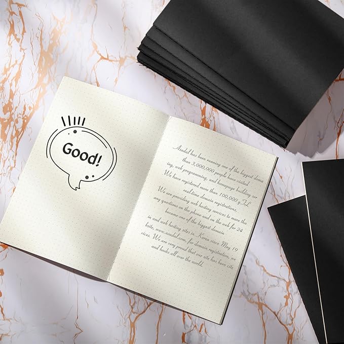 mimorou 100 pcs journals notebooks bulk - kraft softcover a5 small notebooks 5.5 inch x 8.3 inch notepads with 60 page 30 sheet for writing sketch travel office supplies(black,dot)