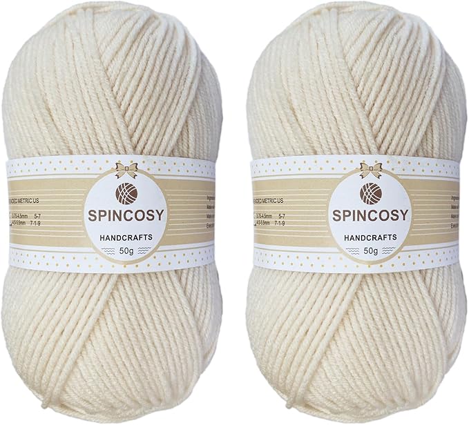 2 Pcs Crochet Yarn, Feels Soft 280 Yards Assorted Colors 4ply Acrylic Yarn,Yarn for Crochet & Hand Knitting (Beige)