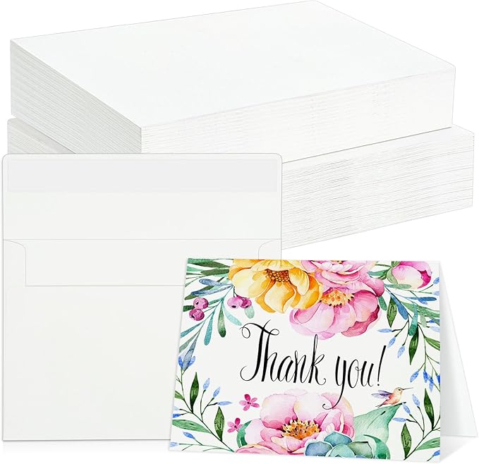60 Sets Watercolor Cards with Envelopes, 140 lb/300 GSM Watercolor Paper Cards, 5x7 Inch Foldable Blank Watercolor Postcards and Envelopes for Greeting Cards, Wedding Invitations, Thank You Card