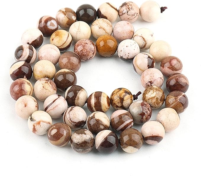 Natural Stone Beads for Jewelry Making - 8mm Round Gemstone Beads for Bracelets(44-48pcs, Australian Zebra)