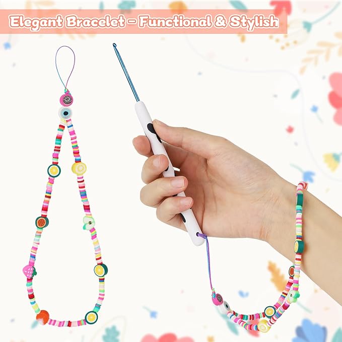Coopay Crochet Hooks, Crochet Hook with Soft Polymer Clay Handle and Attached Bracelet - Stylish & Practical - 2.5mm (C-2)