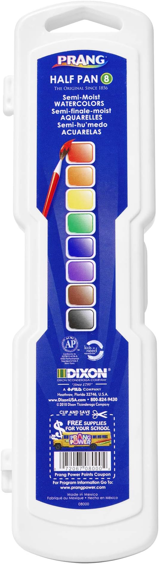 Prang Professional Watercolors, 8 Assorted Colors, Rectangular PAN Palette Tray (Pack of 12)