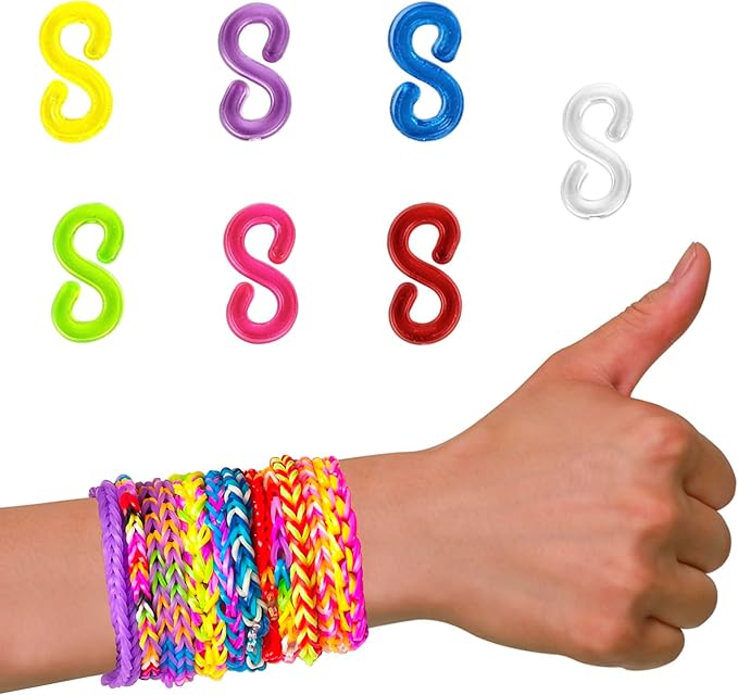 GAADSKCER 1000 Pcs S Clips Rubber Band Bracelet kit Rubber Band Bracelet kit for DIY Handicraft Loom Bracelet Rubber Bracelet (Multicolored)