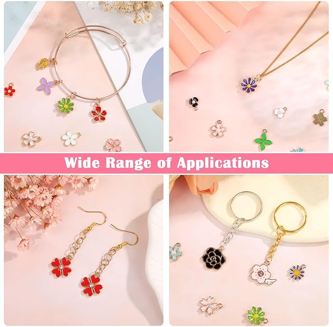 150 Pcs Flower Charms for Jewelry Making(75 Pairs), Assorted Wholesale Mixed Bulk Metal Earring Charms for DIY Necklace Bracelet Earring Jewelry Making and Crafting