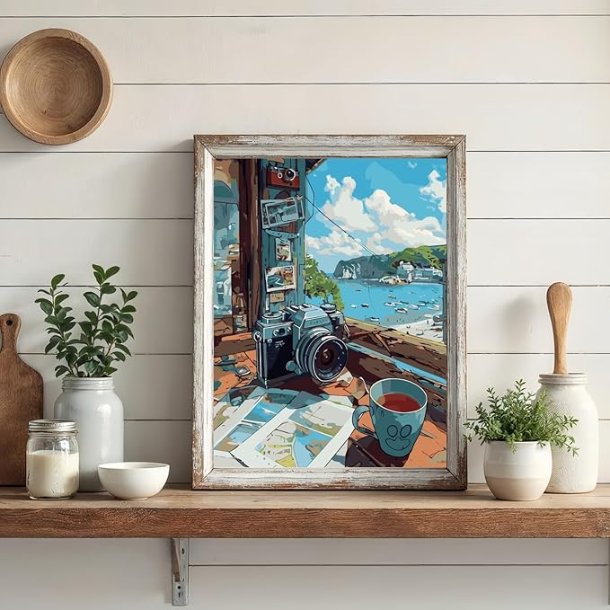 CHWGLFGG Paint by Numbers Kit for Adults Beginner, Beach Scenery Adult Paint by Number Kits on Canvas, DIY Acrylic Oil Easy Painting by Numbers for Home Wall Decor 16X20 inch (Without Frame)