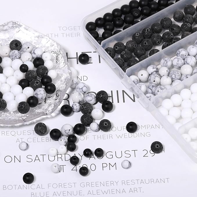 Songxi Stone Beads Bracelet Making Kit 240PCS, 8mm Loose Crystal Gemstone Beads for Bracelet Necklace Earring, DIY Crafts for Jewelry Making for Couples Lovers Adults
