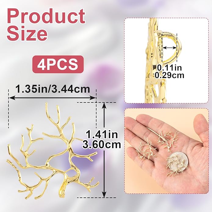 Branch Shape Blanks, Adjustable Claw Pendant Trays, Hypoallergenic Brass Branch Prong Pendant Bezels for Jewelry Making Bracelet Earrings Necklace DIY Crafts