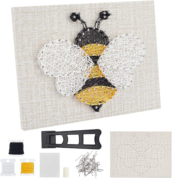 WEBEEDY 3D String Art Kit for Adults Beginners, DIY Bee String Craft Kit, Include All Necessary Accessories and Frame, Christmas Mother's Day Home Wall Decorations Unique Women Gift