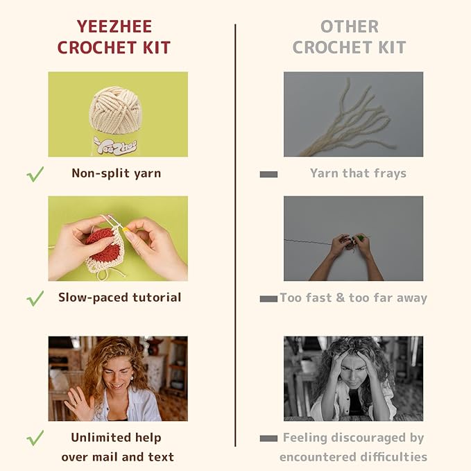 Yeezhee Crochet Kit for Beginners, Granny Square Starter Kit with Step-by-Step Video Tutorials, Knitting Kit for Adults & Teens Including Yarn, Crochet Hook, Heart