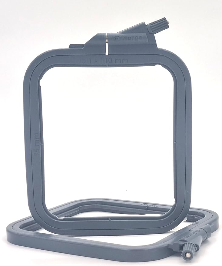 nurge square embroidery hoop - plastic cross stitch frame for needlepoint & embroidery - adjustable craft hoop - anthracite - no:1 (x small)