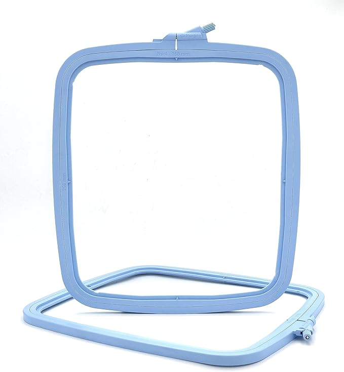 nurge square embroidery hoop - plastic cross stitch frame for needlepoint & embroidery - adjustable craft hoop - blue - no:4 (large)