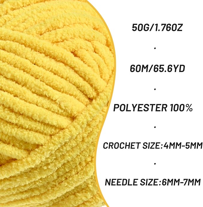 4 Pack Fluffy Velvet Yarn for Crocheting，Baby Blanket Yarn for Crocheting Soft，200g(262.4yds) Amigurumi Yarns，Plush Chenille Crochet Yarns，Puzzle Yarn for Crochet Weaving Craft(4 Golden Yellow)