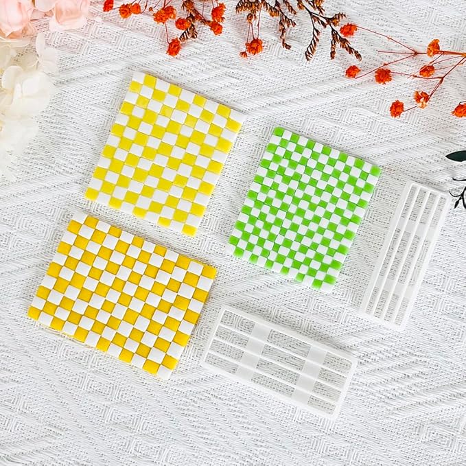 Xaekicr 3PCS Woven Texture Polymer Clay Cutters for Earrings – Clay Cutters Set for DIY Jewelry Making, Geometric Grid Polymer Clay Molds, Clay Tools for Artists and Beginners