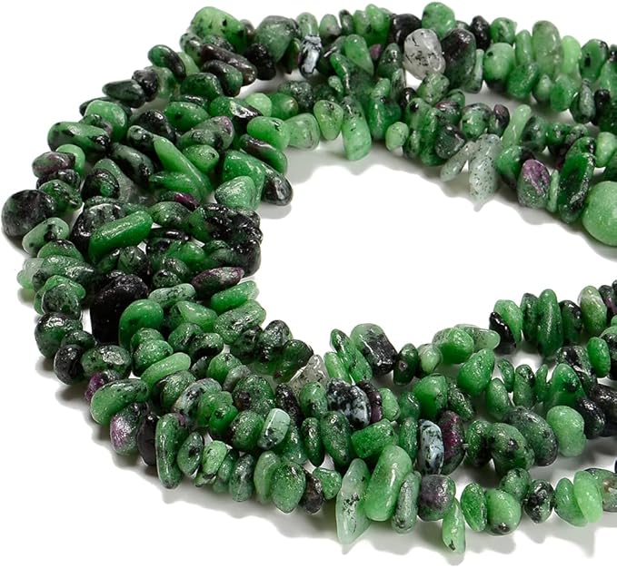 7-8mm Natural Ruby Zoisite Gemstone Chips Beads Healing Crystals Waist Bracelets Necklace Kit Irregular Stone DIY Crafts Design Jewelry Making