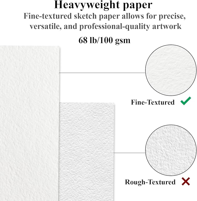 8" x 10" sketch book, 100 sheets hardcover sketchbook, 68 lb/100gsm drawing paper for adults, spiral bound sketch pad, art paper for drawing and painting for art supplies for college students.