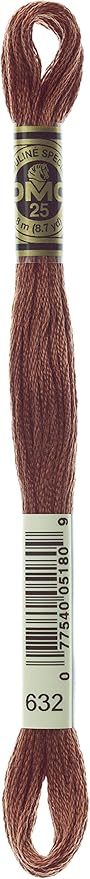 DMC 117-632 Six Stranded Cotton Embroidery Floss, Ultra Very Dark Desert Sand, 8.7-Yard