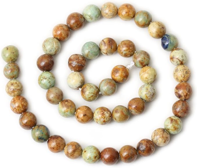 cheavian 45pcs 8mm natural peacock turquoise gemstone round loose beads for diy bracelet necklace earrings jewelry making 1 string 15 inches