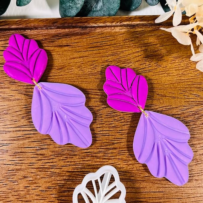 Xaekicr Polymer Clay Cutters Leaf & Feather Shapes – 2 Sizes Clay Earring Cutters for Polymer Clay Jewelry, Molds and Tools for DIY Dangle Earrings